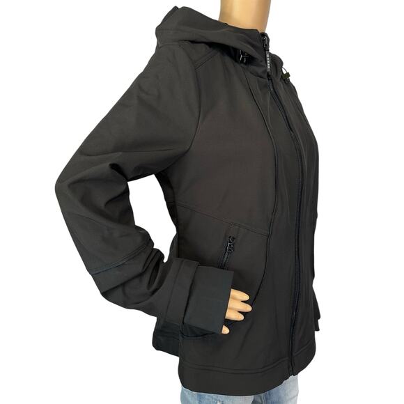 Guess Softshell Hooded Jacket Black Water + Wind Resistant Full Zip Size M - Picture 2 of 11